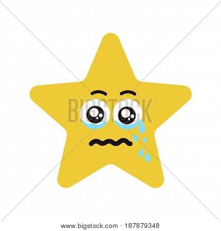 Emotional star cry. Vector illustration smile icon. Face emoji yellow icon. Smile cute funny emotion face isolated background.