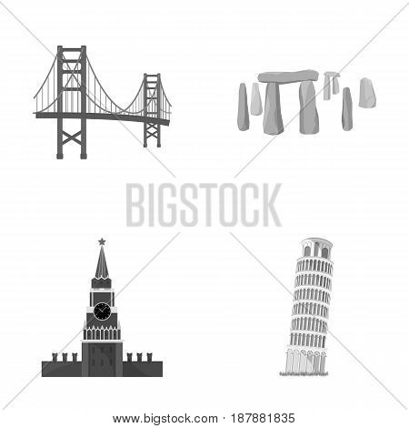 Building, landmark, bridge, stone .Countries country set collection icons in monochrome style vector symbol stock illustration .