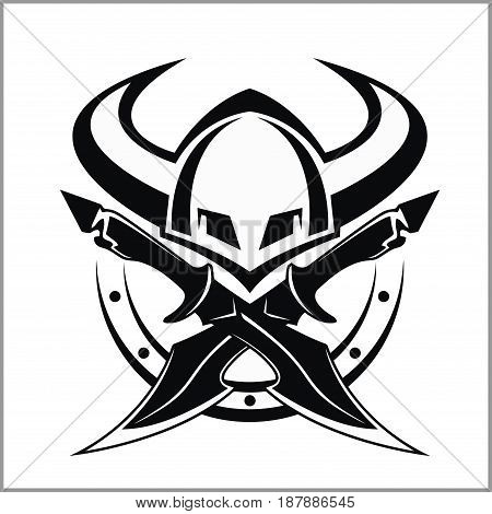 Viking Warrior Emblem - vector illustration isolated on white