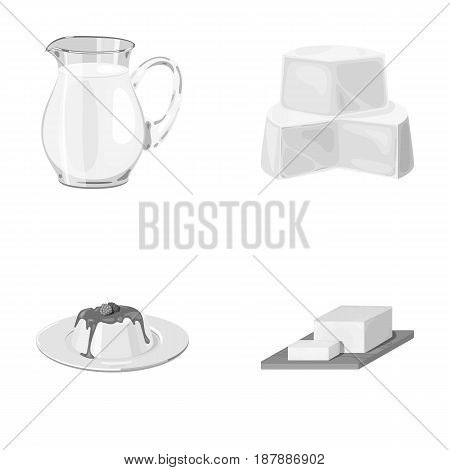 Milk, Calcium, Product, Food .Milk product and sweet set collection icons in monochrome style vector symbol stock illustration .