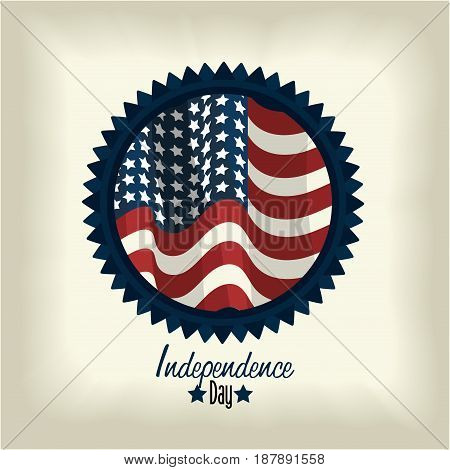 independence day with emblem with fag inside, vector illustration