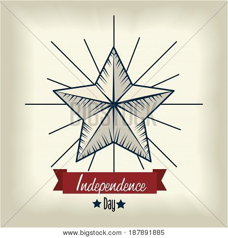 independene day with star and ribbon decoration, vector illustration