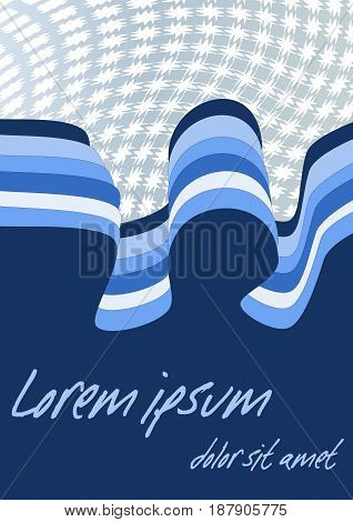 Futuristic background in gray and blue design, wawy strips and deformed grille, vector EPS 10