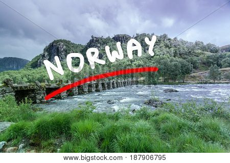Tourist Woman On Bridge Terland Klopp In Norway