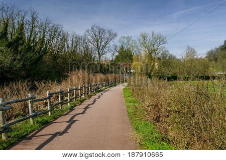 The bicycle path of the Lambro valley in Brianza (Monza Lombardy Italy) in March (late winter)