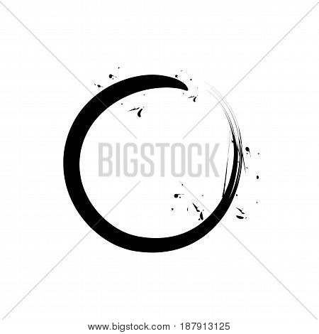 Black Circle Zen Vector Illustration on White Background