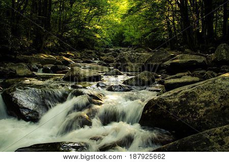 Smoky Mountain Waterfall. Waterfall along the Litlle River Road in the Great Smoky Mountains National Park.