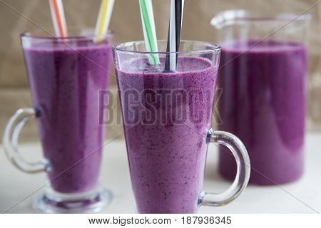 Vitamin smooth cocktail smoothies with blueberries and yogurt