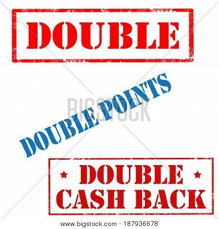 Set of stamps with text Double,Double Points and Double Cash Back,vector illustration