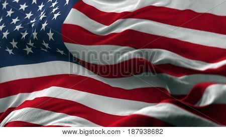 USA flag blowing on the wind, loopable slowmotion