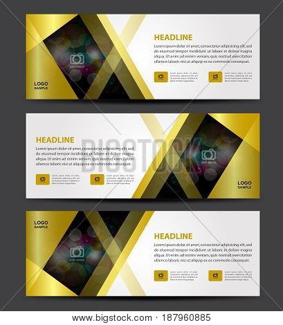 Gold Banner Template vector horizontal banner advertising display layout poster ads