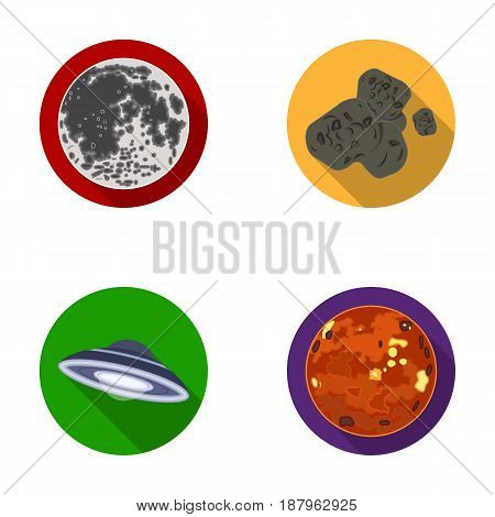 Moon, Venus of the planet of the solar system. Nil, a meteorite. Planets set collection icons in flat style vector symbol stock illustration .