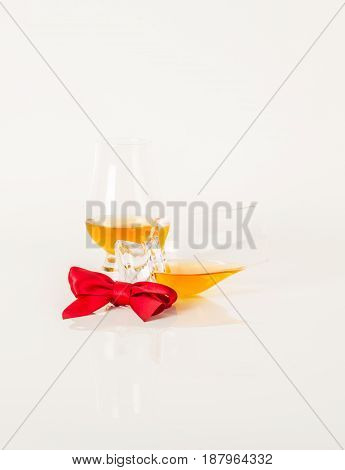 Set Of Single Malt Tasting Glasses, Single Malt Whisky In A Glasses, White Background