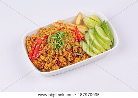 Spicy Roasted Mince Chicken With Yellow Curry Paste ,call Khua Kling