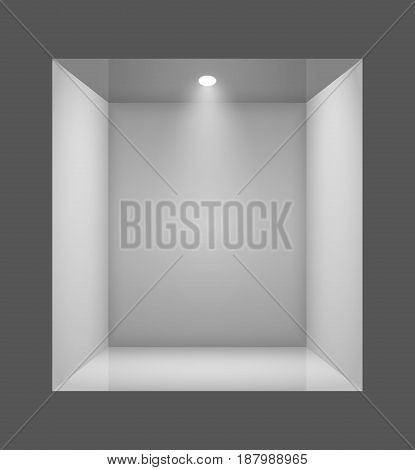 Glass empty show window of shop. Vector illustration.