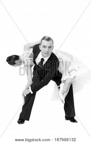 Ballrom Dance Couple In A Dance Pose Isolated On White Bachground