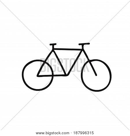Sketch of a silhouette of a bicycle on white background.