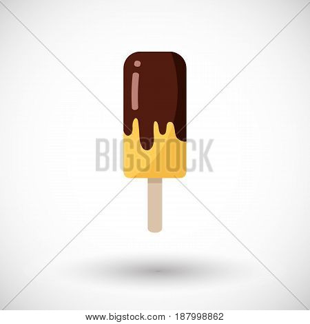 Popsicle icon Flat design of ice cream in chocolade with round shadow vector illustration