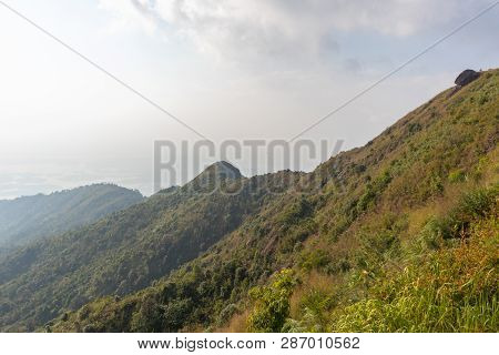 Beautiful Scene Mountain And Tree At Thong Pha Phum National Park, Kanjanaburi, Thailand