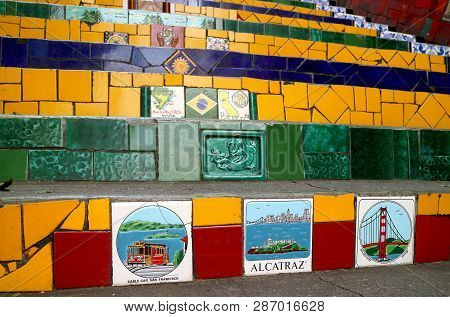 The Famous Selaron Steps Has 215 Steps Covered In Over 2000 Tiles Collected From Over 60 Countries A