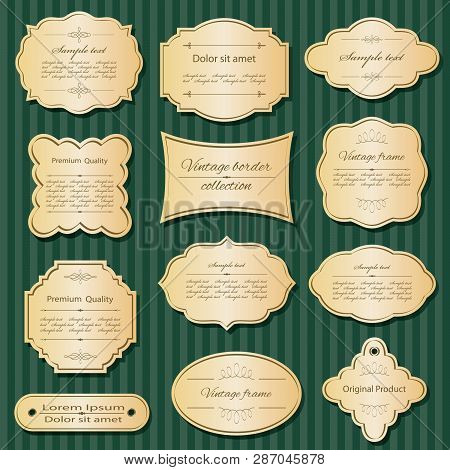 Lixury Golden Frames And Borders Set. Vector