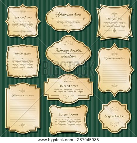 Lixury Golden Frames And Borders Set. Vector