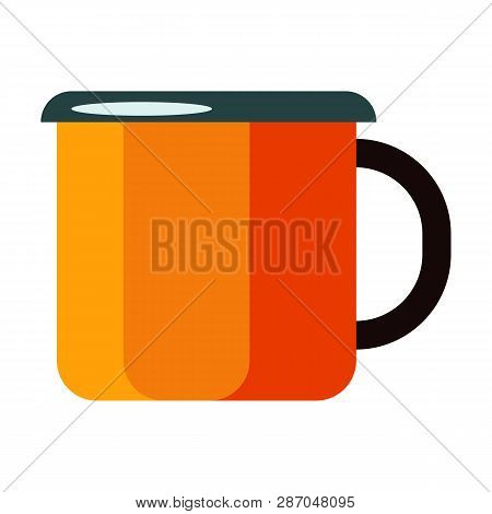 Camping Cup. Mug, Tea, Drink, Metal, Enamel. Camping Concept. Vector Illustration Can Be Used For To