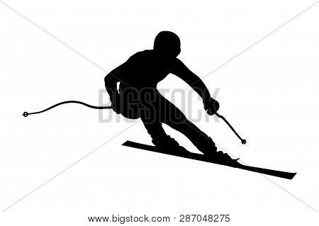 Athlete Skier Super Slalom Skiing Black Silhouette