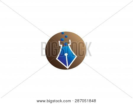 Pen Head With Ink Bubbles Inside It For Logo Design