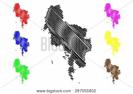 Krabi Province (kingdom Of Thailand, Siam, Provinces Of Thailand) Map Vector Illustration, Scribble 