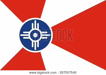 Wichita Official Flag. Kansas State, United States Of America. Air Capital Of The World
