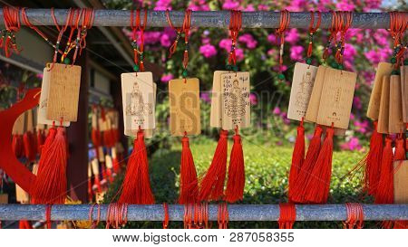 Eople Write And Hang Ema Wood Tag Or Wooden Label For Praying For Good Luck Happy Other At Sanya, Ch