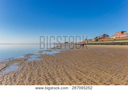 Beach At The Jadebusen Bay In Wilhelmshaven, Germany