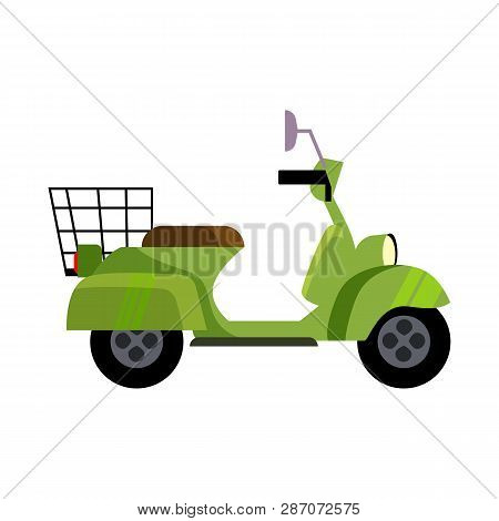 Green Motor Bike Illustration. Vehicle, Driving Motorbike, Acivity. Transport Concept. Vector Illust