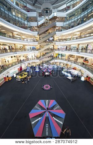 Kuala Lumpur, 26 July 2018 - Beautiful And Well Decorated Shopping With Its Central Elevator Called 