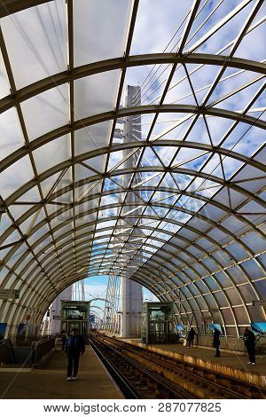 Bucharest, Romania - December 11, 2016: The Tram Station Which Is On The 