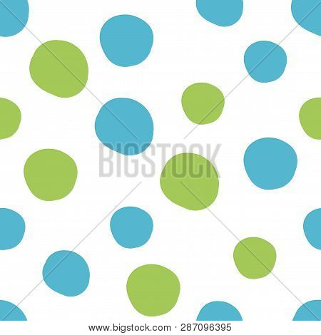 Geometrical Background With Uneven Circles. Abstract Round Seamless Pattern. Hand Drawn Colorful Dot