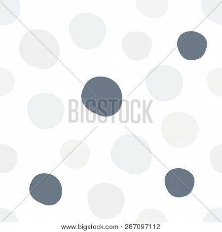 Geometrical Background With Uneven Circles. Abstract Round Seamless Pattern. Hand Drawn Colorful Dot