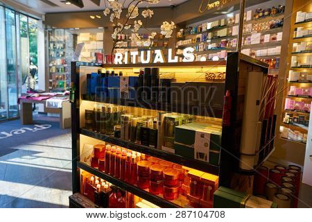 DUSSELDORF, GERMANY - CIRCA SEPTEMBER, 2018: cosmetics on display at Pieper Perfume in Dusseldorf