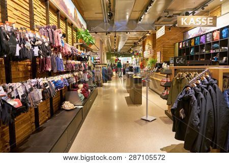 DUSSELDORF, GERMANY - CIRCA SEPTEMBER, 2018: interior shot of Globetrotter store in Dusseldorf.