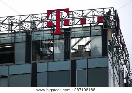 Bucharest, Romania -  November 20, 2018: A Logo Of Telekom, German Telecommunications Company, Is Di