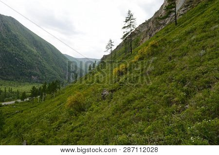 Mountain Landscape By The River Chuya, Altai Republic, Siberia, Russia