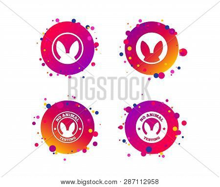 No Animals Testing Icons. Non-human Experiments Signs Symbols. Gradient Circle Buttons With Icons. R