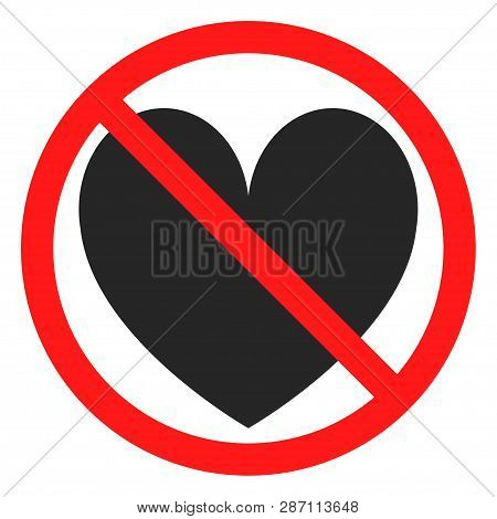 No Love Icon. No Heart Sign On White Background