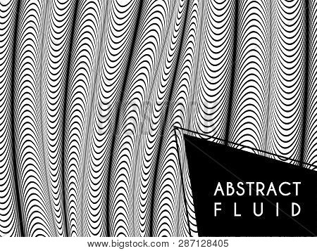 Abstract Wavy Background, Optical Art, Opart Striped. Vector Waves, Geometry Line Stripes