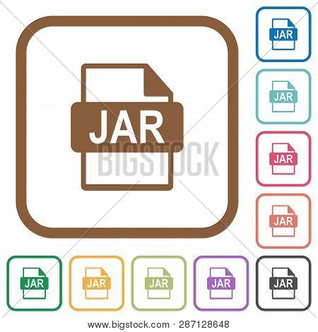 Jar File Format Simple Icons In Color Rounded Square Frames On White Background