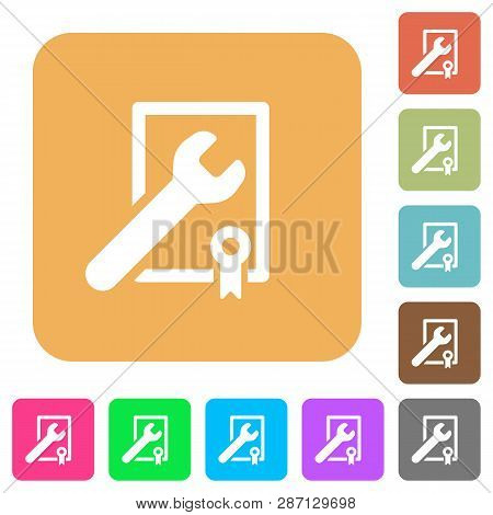 Award Winning Services Flat Icons On Rounded Square Vivid Color Backgrounds.