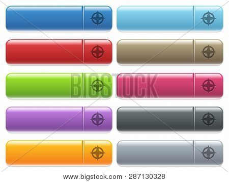 Map Directions Engraved Style Icons On Long, Rectangular, Glossy Color Menu Buttons. Available Copys