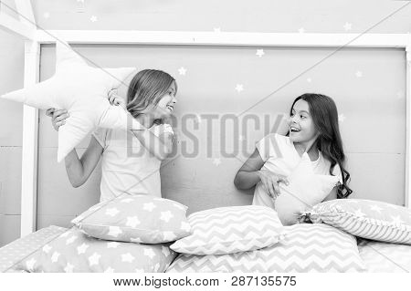 Girls Sleepover Party Ideas. Soulmates Girls Having Fun Sleepover Party. Girls Happy Best Friends In