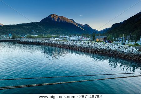 September 15, 2018 - Skagway, Ak: Small Boat Harbour At Daybreak.